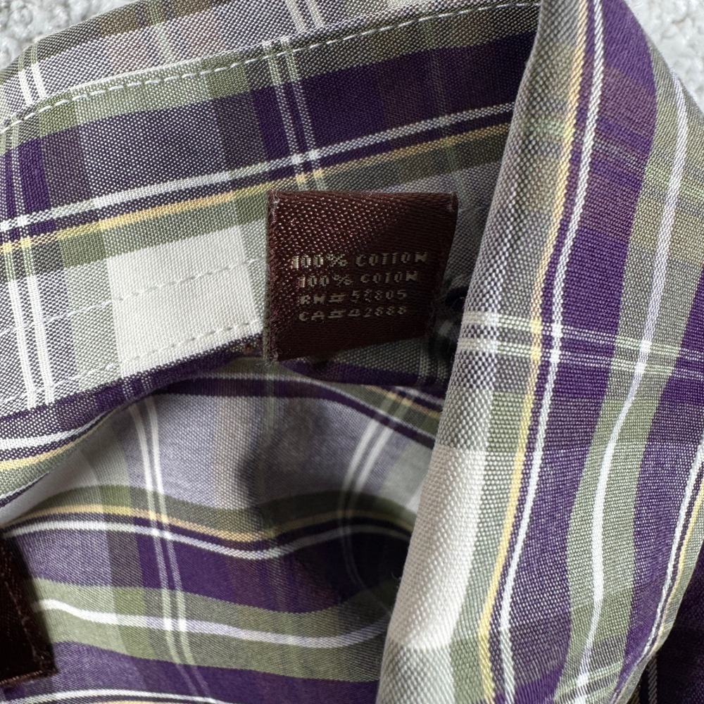 Oak Hill Button Down Shirt Big Mens 3XL Purple Plaid Wrinkle Free Cotton XXXL - Picture 6 of 13